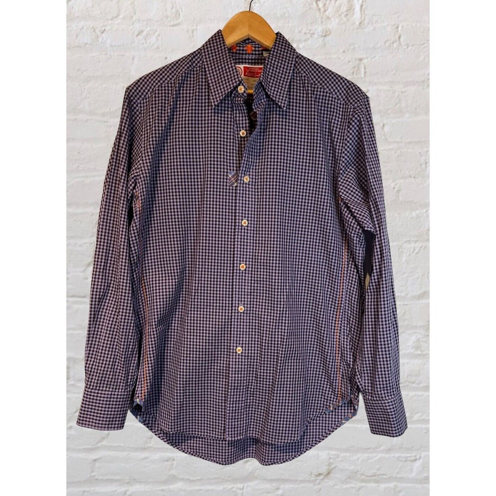 Robert Graham Small Mens Purple Gingham Check Button Up Casual Shirt